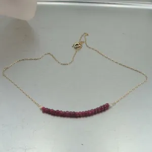 Hadar Designers Delicate 14k Gold Fil Genuine Red Ruby Necklace (I n1229) LAST