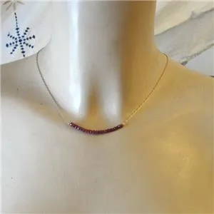 Hadar Designers Delicate 14k Gold Fil Genuine Red Ruby Necklace (I n1229) LAST