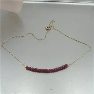 Hadar Designers Delicate 14k Gold Fil Genuine Red Ruby Necklace (I n1229) LAST