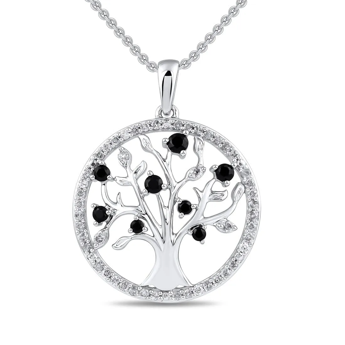 Halo Tree of Life Necklace with 1/4ct of Diamonds in Sterling Silver