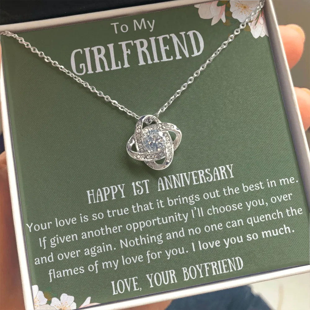 Happy 1st Anniversary To My Girlfriend from Boyfriend Love Knot Necklace
