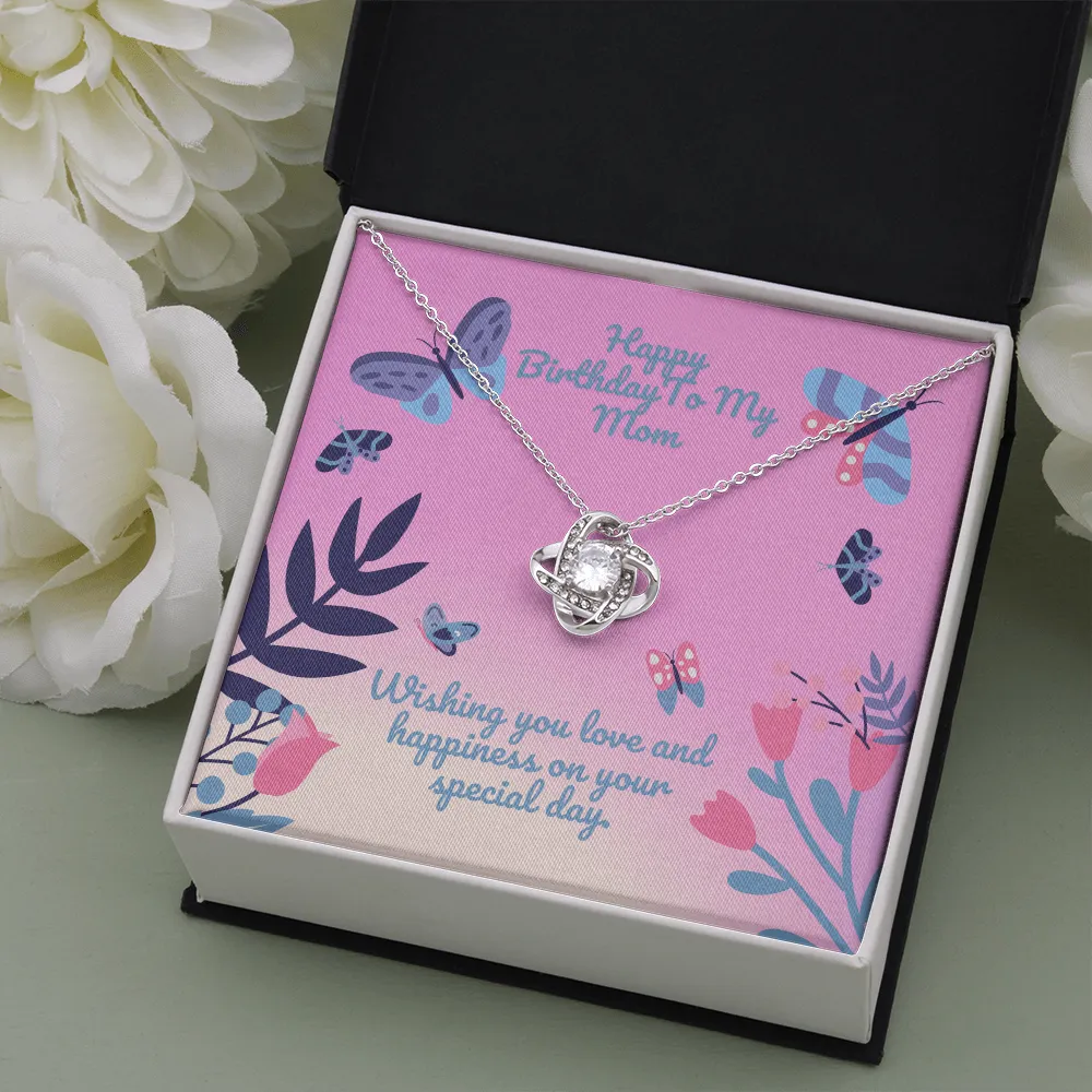 Happy Birthday Butterfly Flower Love Knot Necklace