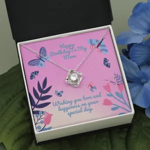 Happy Birthday Butterfly Flower Love Knot Necklace