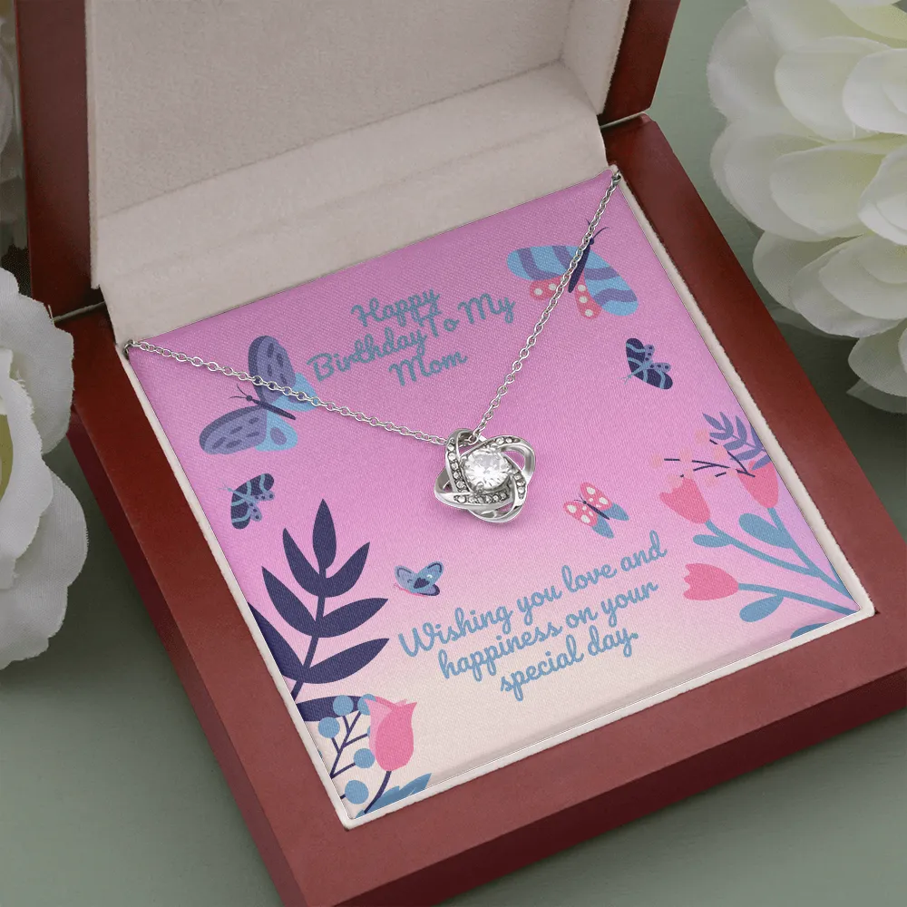 Happy Birthday Butterfly Flower Love Knot Necklace