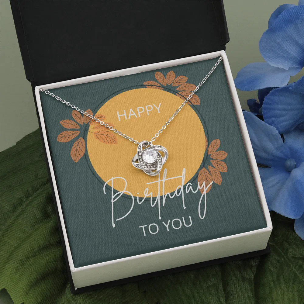Happy Birthday to You Green Love Knot Pendant Necklace