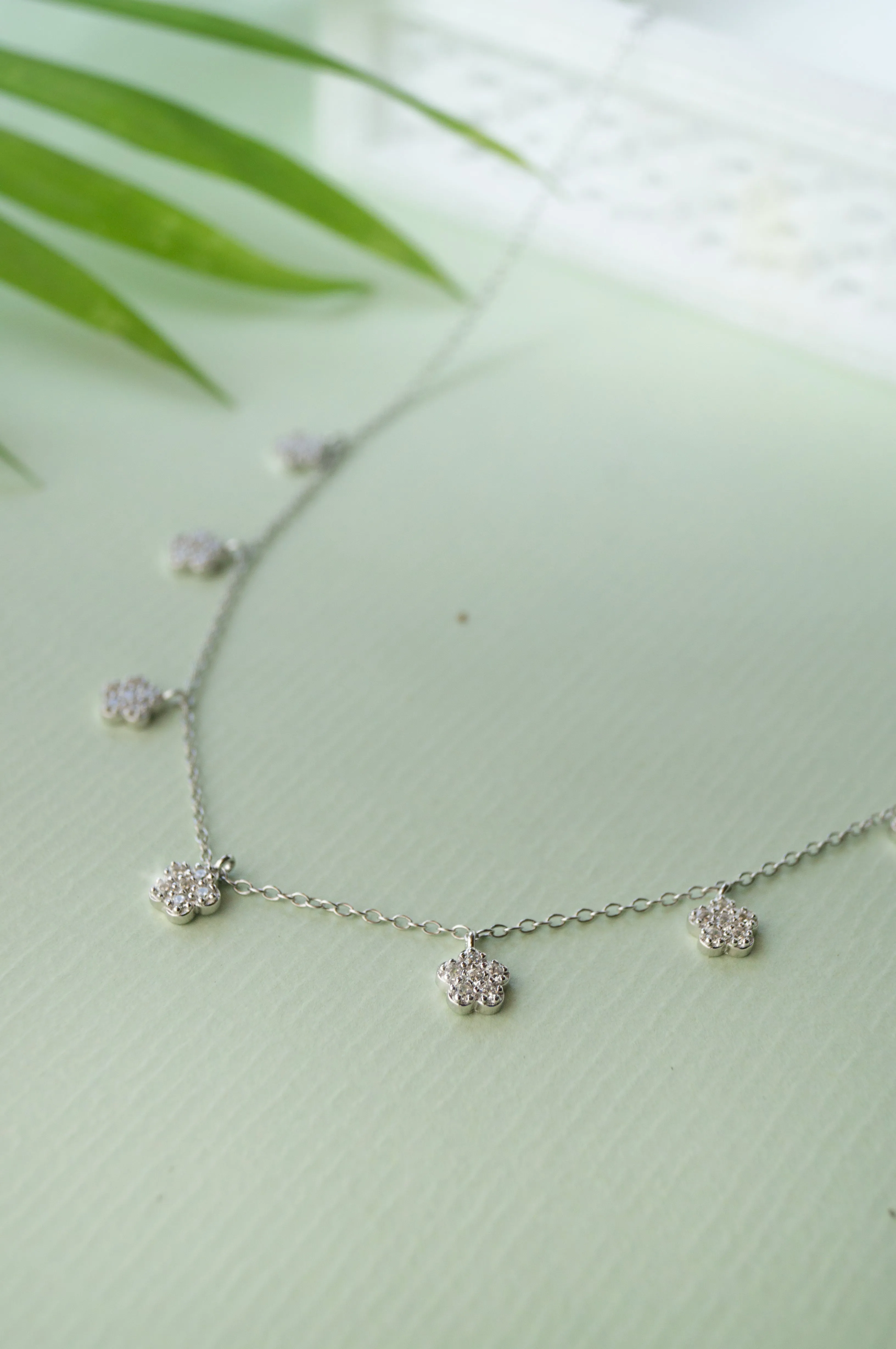 Happy Flowers Charm Sterling Silver Delicate Necklace