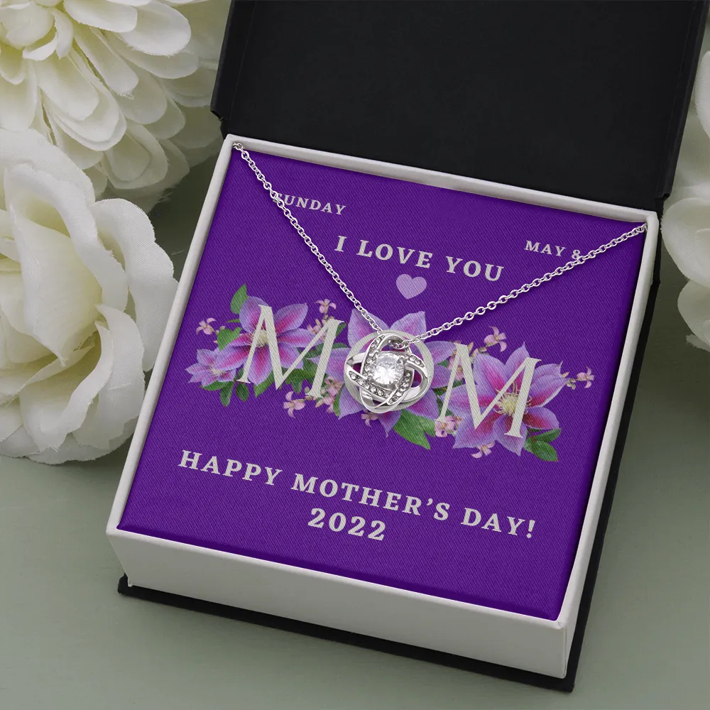Happy Mother's Day 2022 Purple Love Knot Necklace