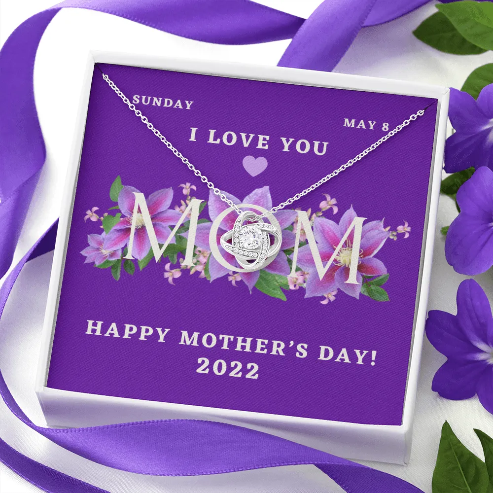 Happy Mother's Day 2022 Purple Love Knot Necklace