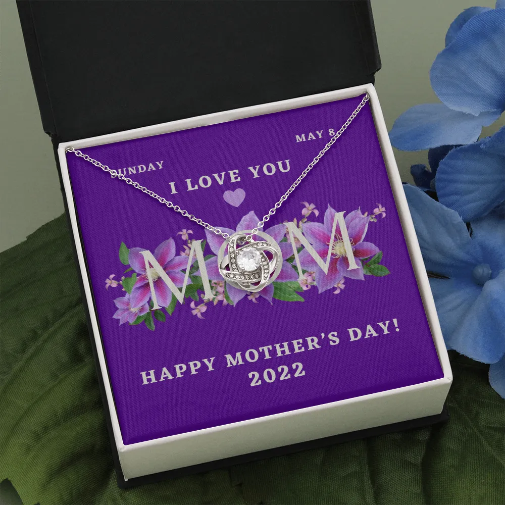 Happy Mother's Day 2022 Purple Love Knot Necklace