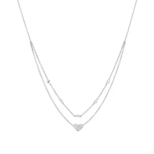 Heart & Station 14K White Gold & Diamond Layered Necklace
