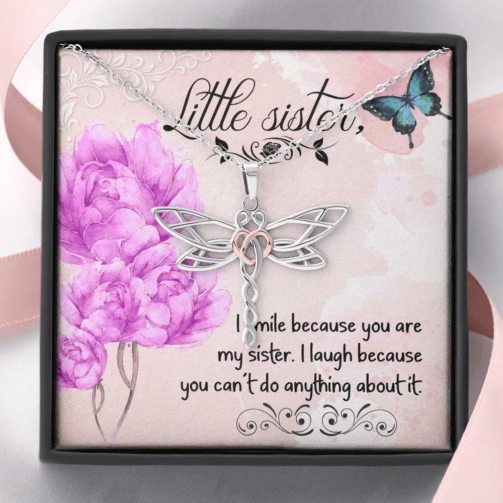 I smile because you are my little sister-Dragonfly Necklace for Sister