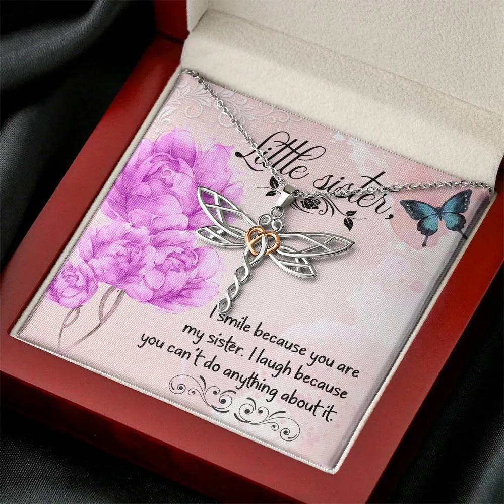 I smile because you are my little sister-Dragonfly Necklace for Sister