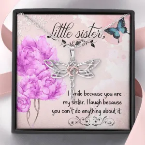 I smile because you are my little sister-Dragonfly Necklace for Sister