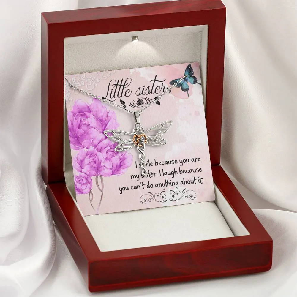 I smile because you are my little sister-Dragonfly Necklace for Sister