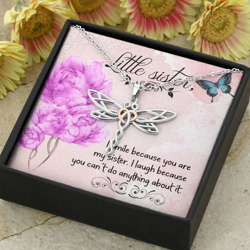 I smile because you are my little sister-Dragonfly Necklace for Sister
