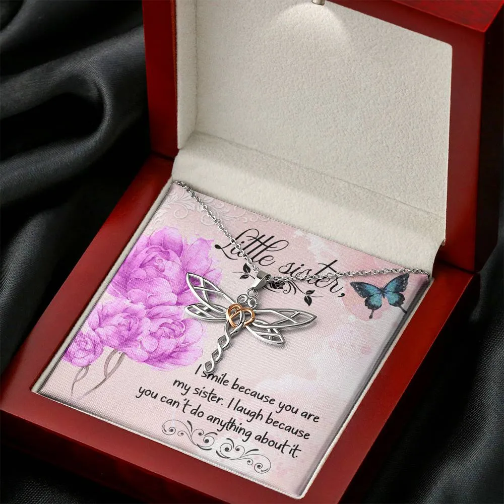 I smile because you are my little sister-Dragonfly Necklace for Sister
