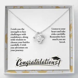 I wish you adventure on your journey-Graduation Love Knot Necklace