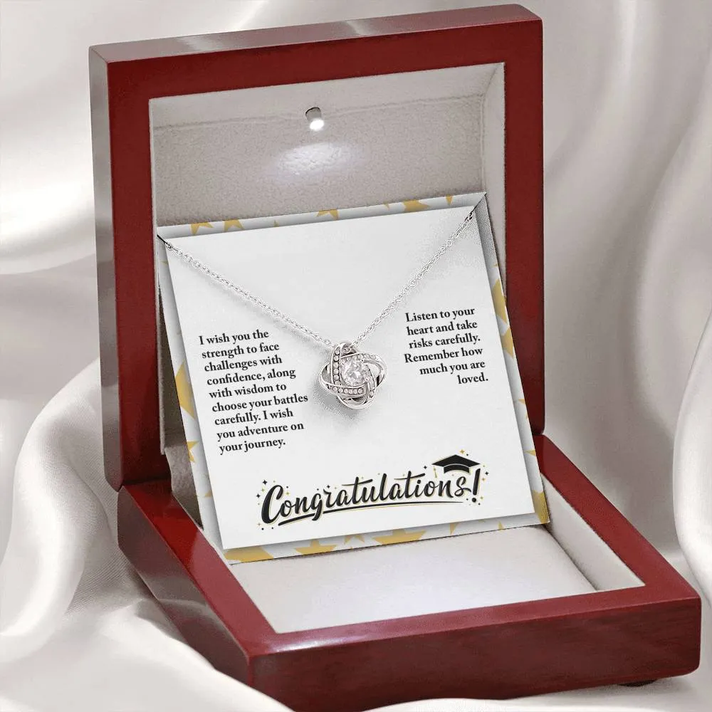 I wish you adventure on your journey-Graduation Love Knot Necklace
