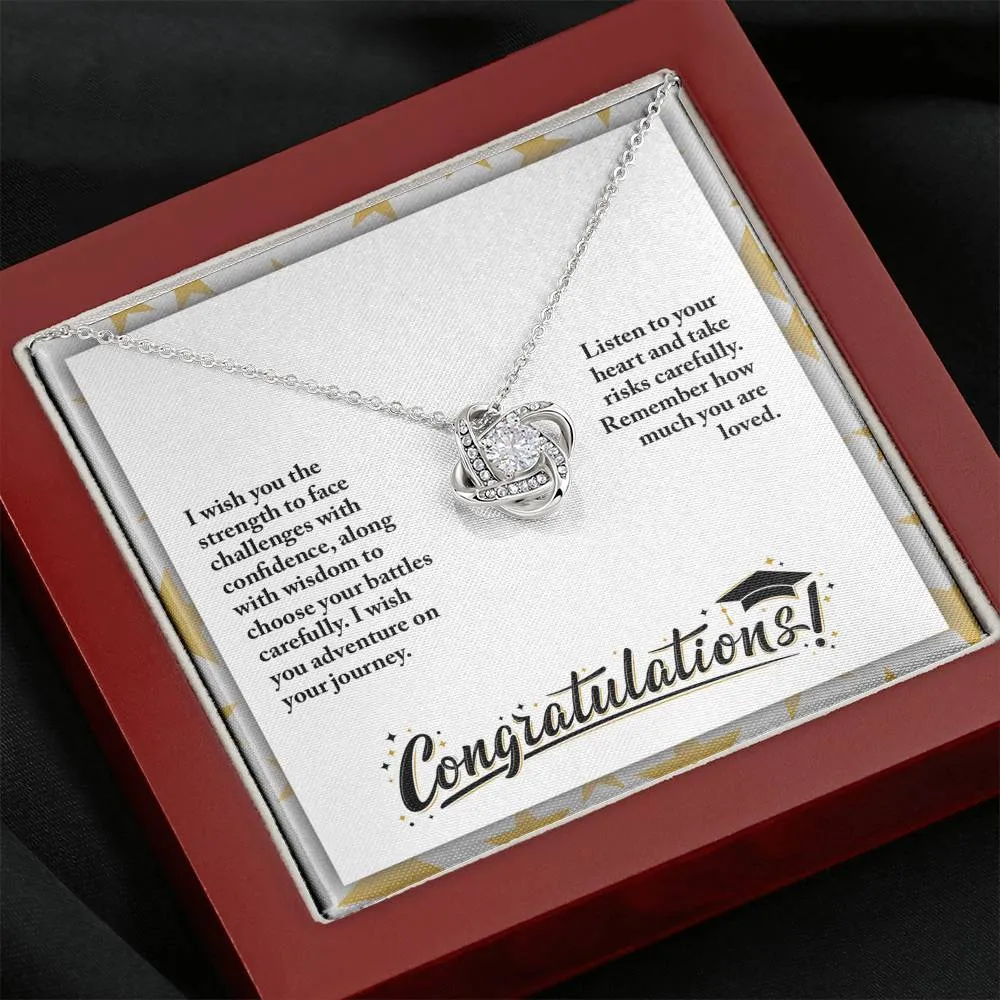 I wish you adventure on your journey-Graduation Love Knot Necklace