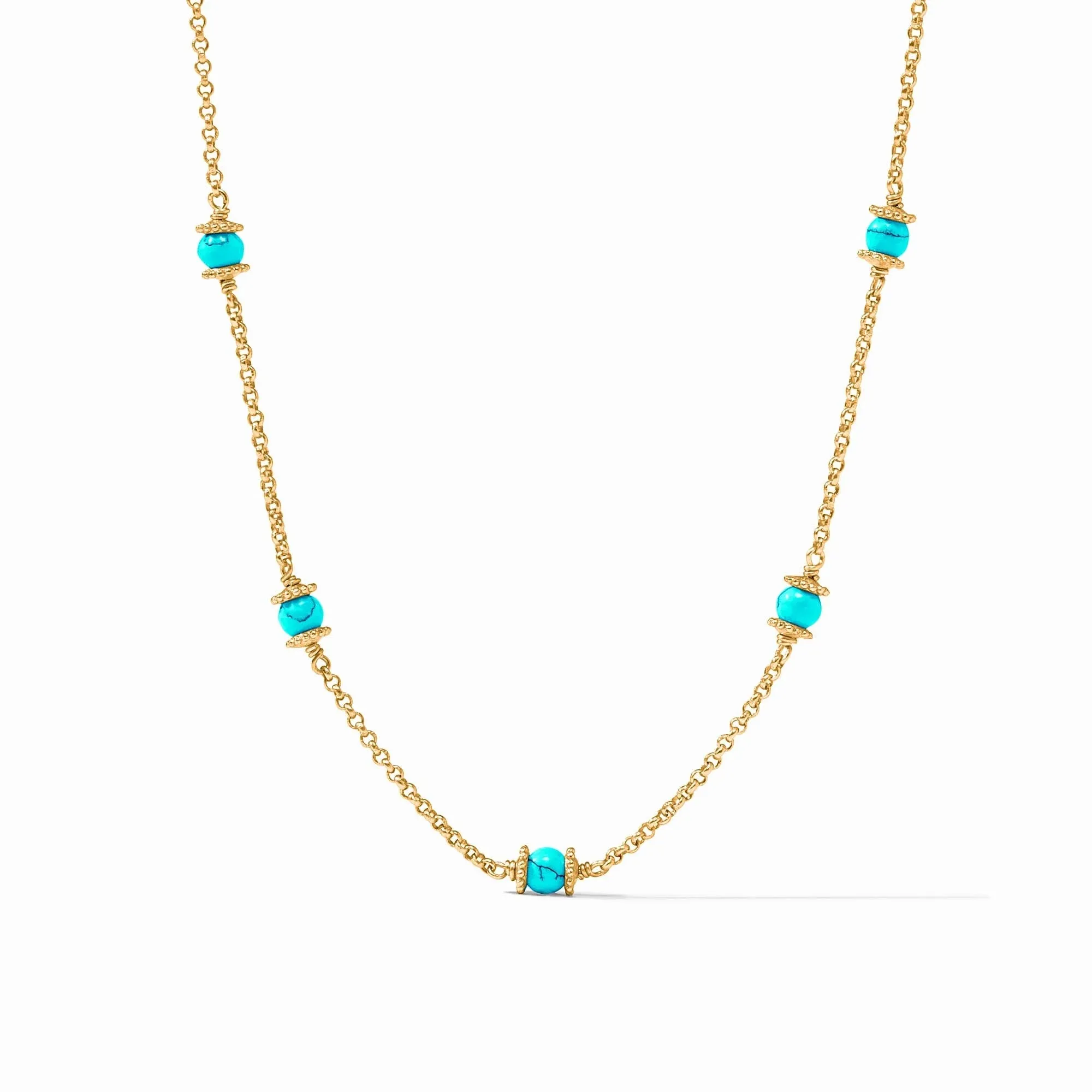 Julie Vos 24K Gold Plated Hydra Delicate Turquoise Station Necklace