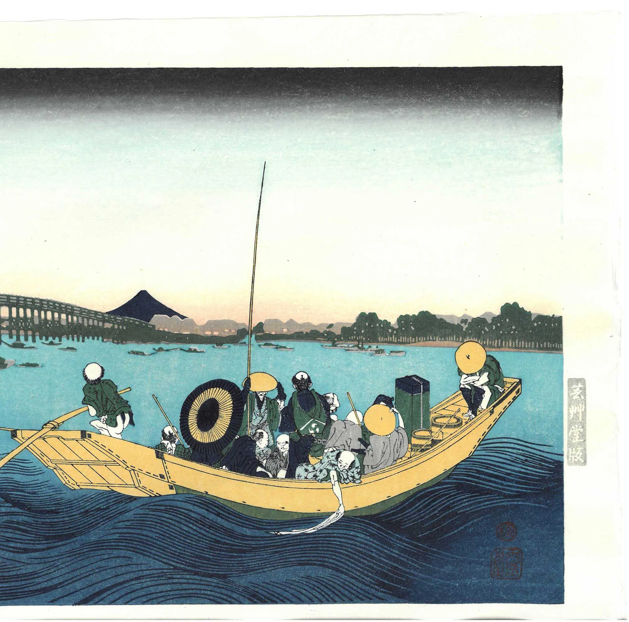 Katsushika Hokusai - #12 - OMMAYAGASHI YORI RYŌGOKU-BASHI YŪHI MI Unsodo edition - Free Shipping