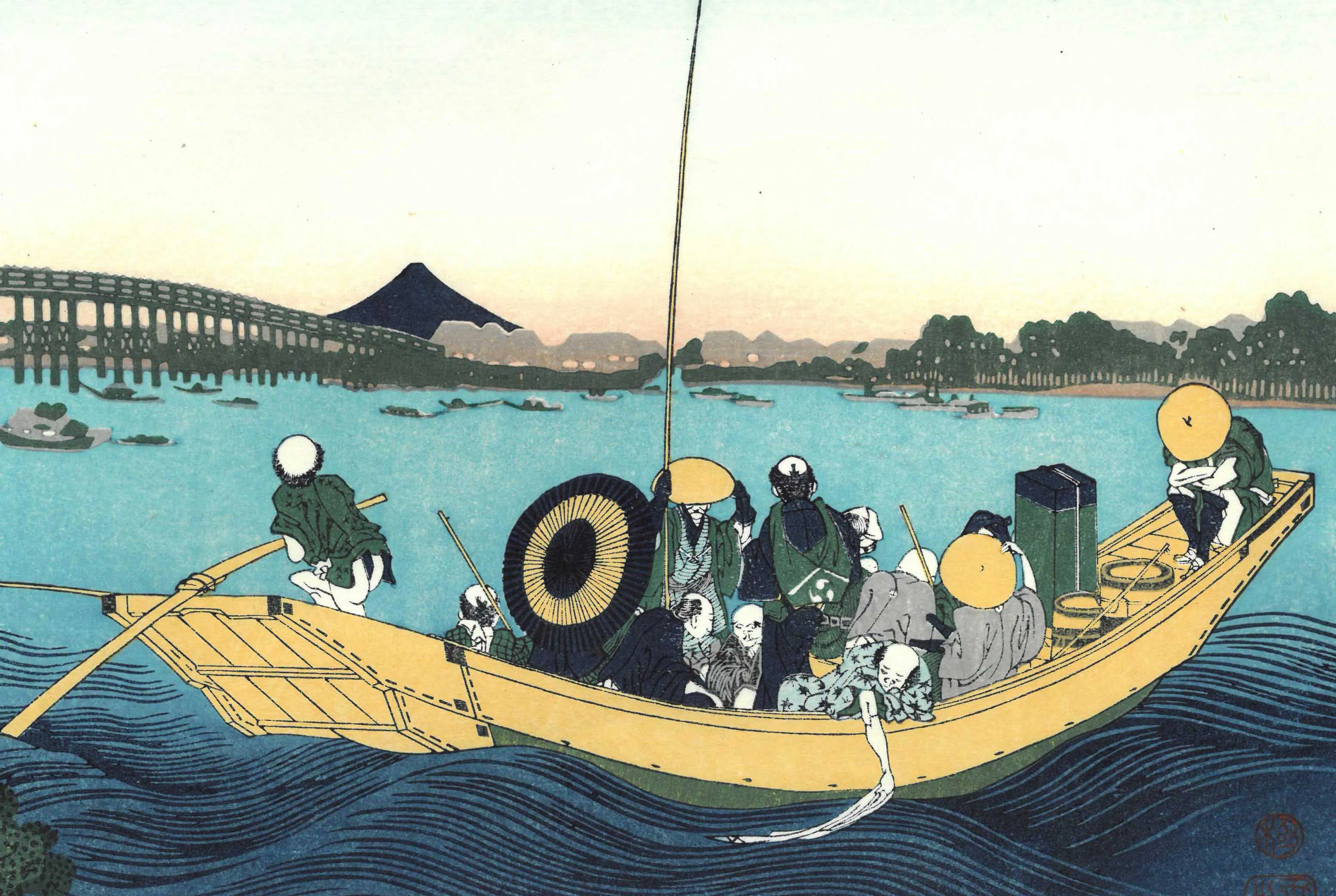 Katsushika Hokusai - #12 - OMMAYAGASHI YORI RYŌGOKU-BASHI YŪHI MI Unsodo edition - Free Shipping