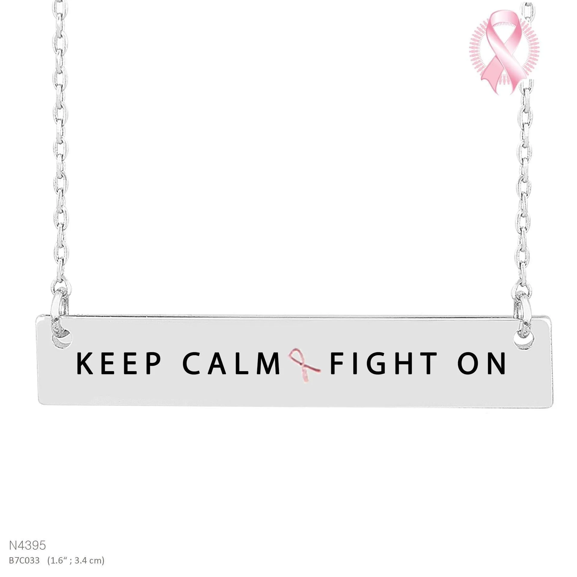 :kEEP CALM FIGHT ON " MESSAGE NECKLACE