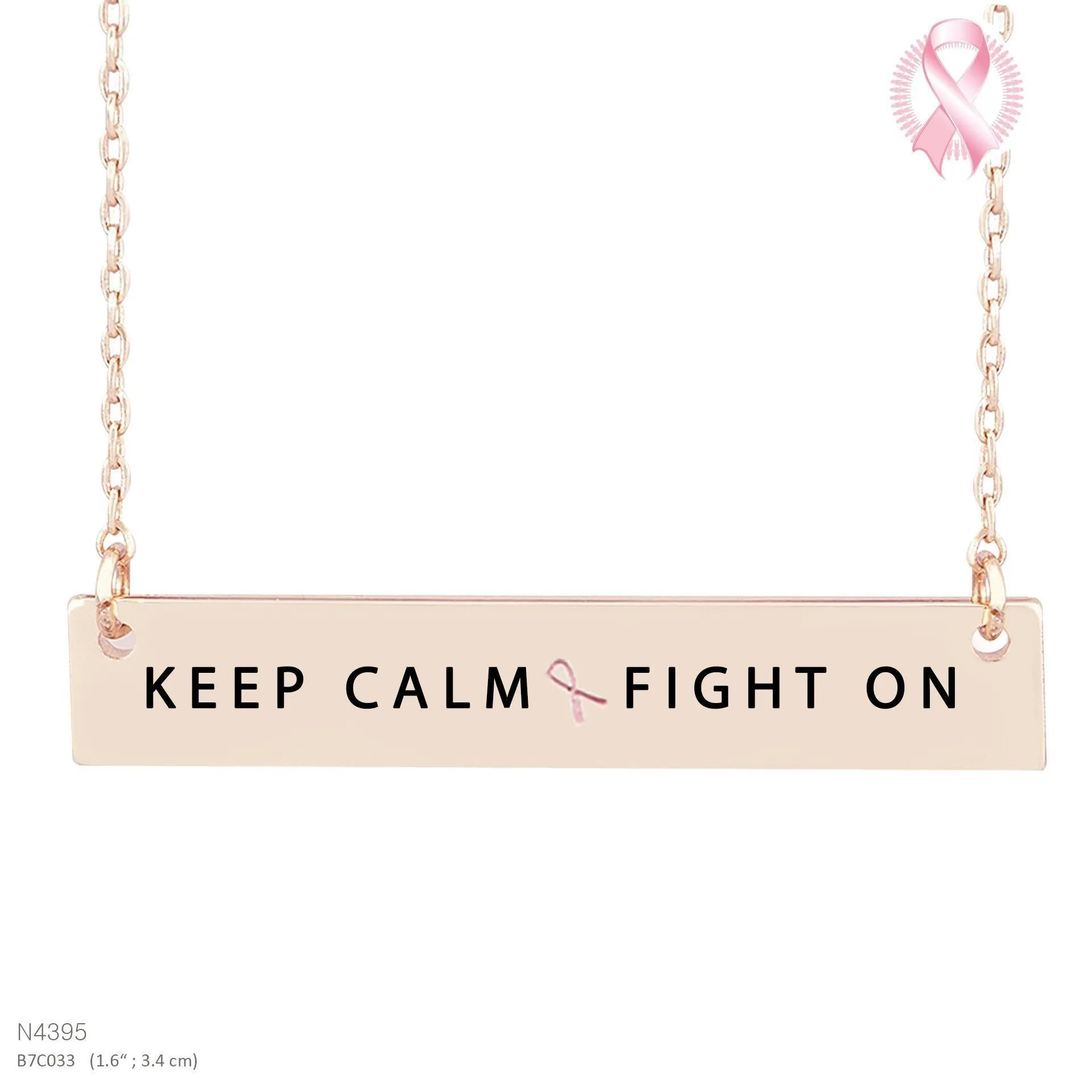 :kEEP CALM FIGHT ON " MESSAGE NECKLACE