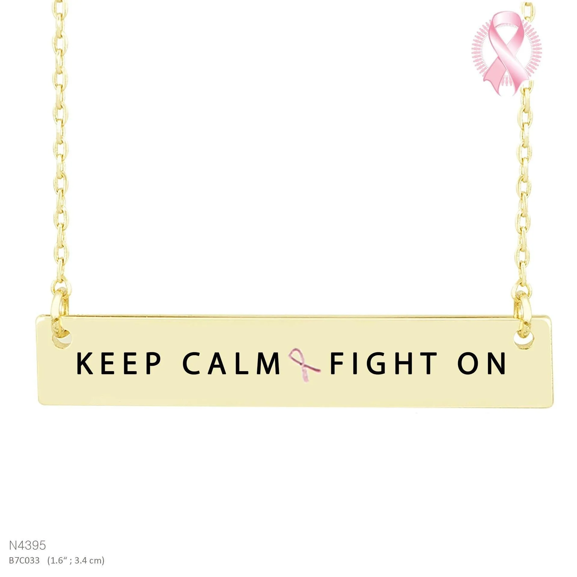 :kEEP CALM FIGHT ON " MESSAGE NECKLACE