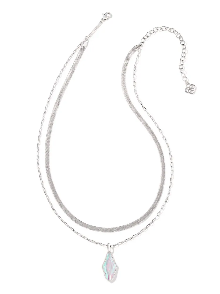 Kendra Scott Evelyn Multi Strand Necklace - Silver & Crystal Dichroic