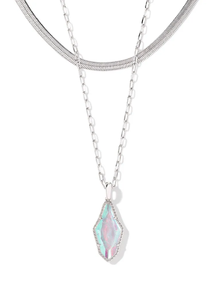 Kendra Scott Evelyn Multi Strand Necklace - Silver & Crystal Dichroic