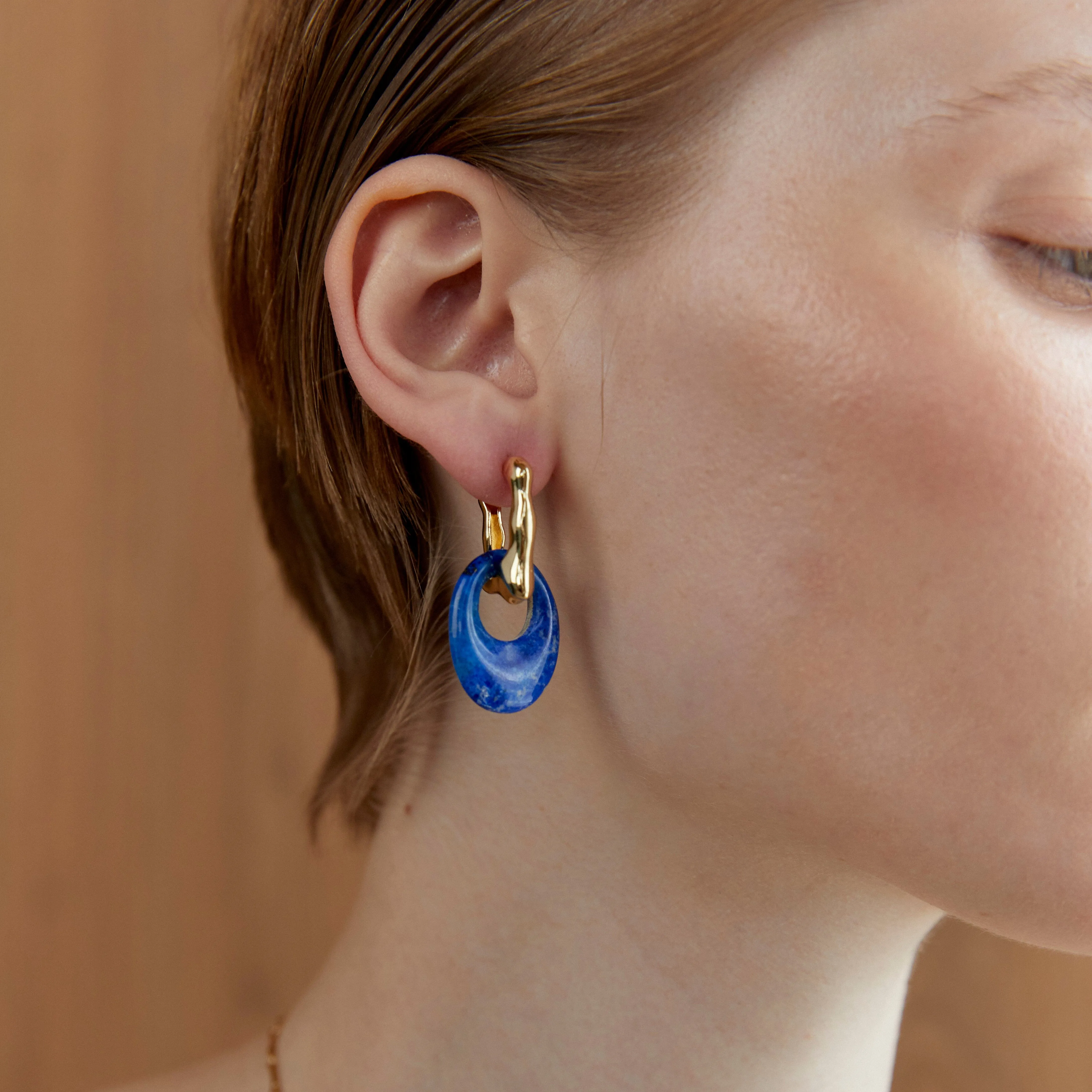 Lapis Lazuli Disc Earrings