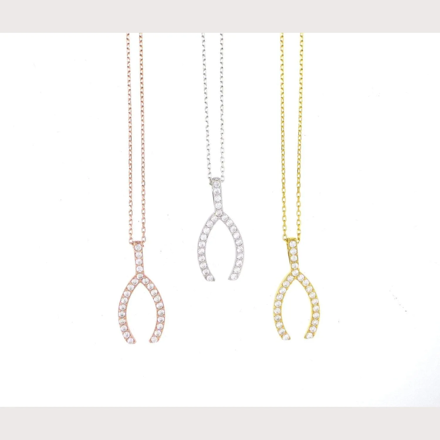 Large Pave Wishbone Necklace