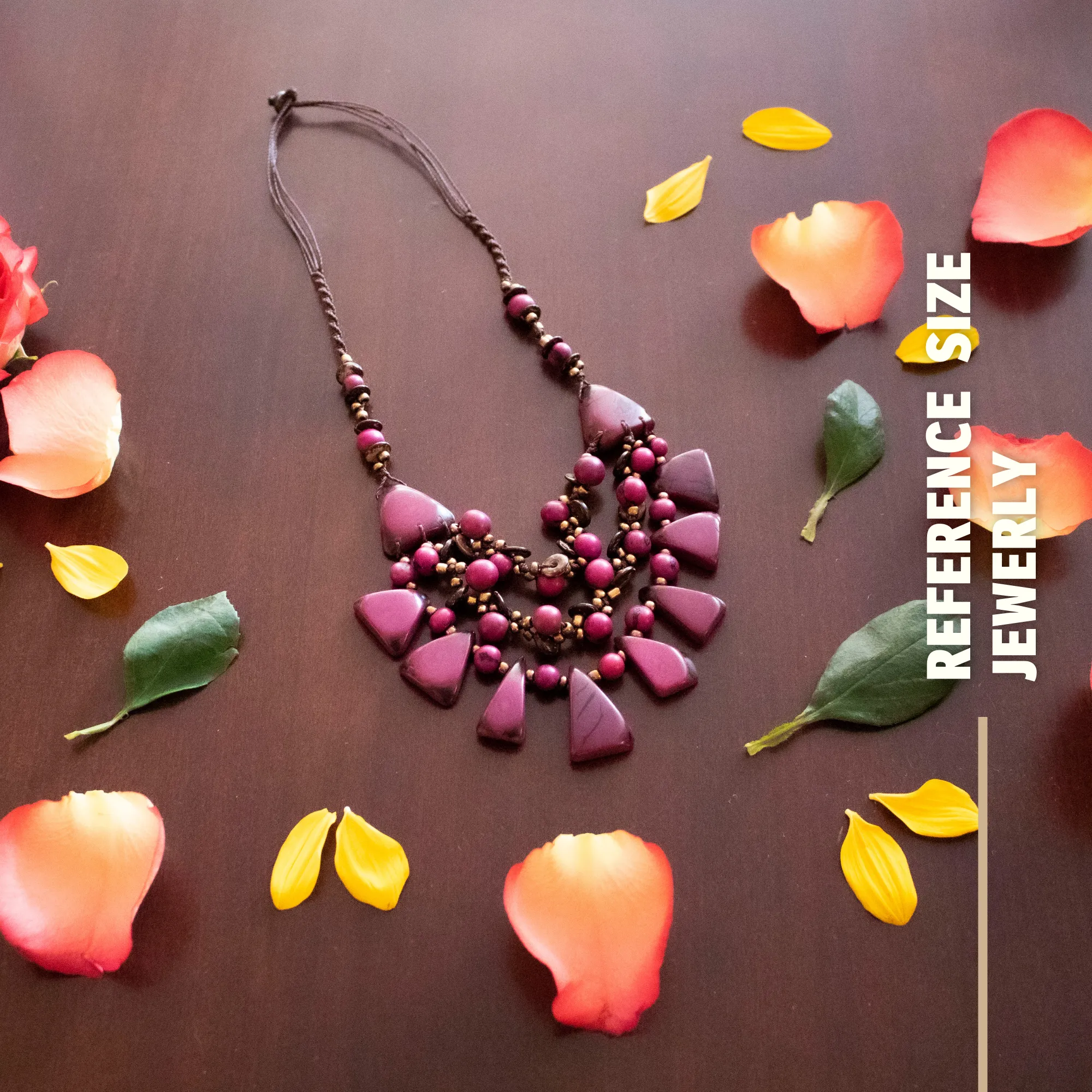 Lavender Tagua and Acai beads geometric pyramid necklace