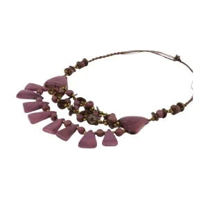 Lavender Tagua and Acai beads geometric pyramid necklace