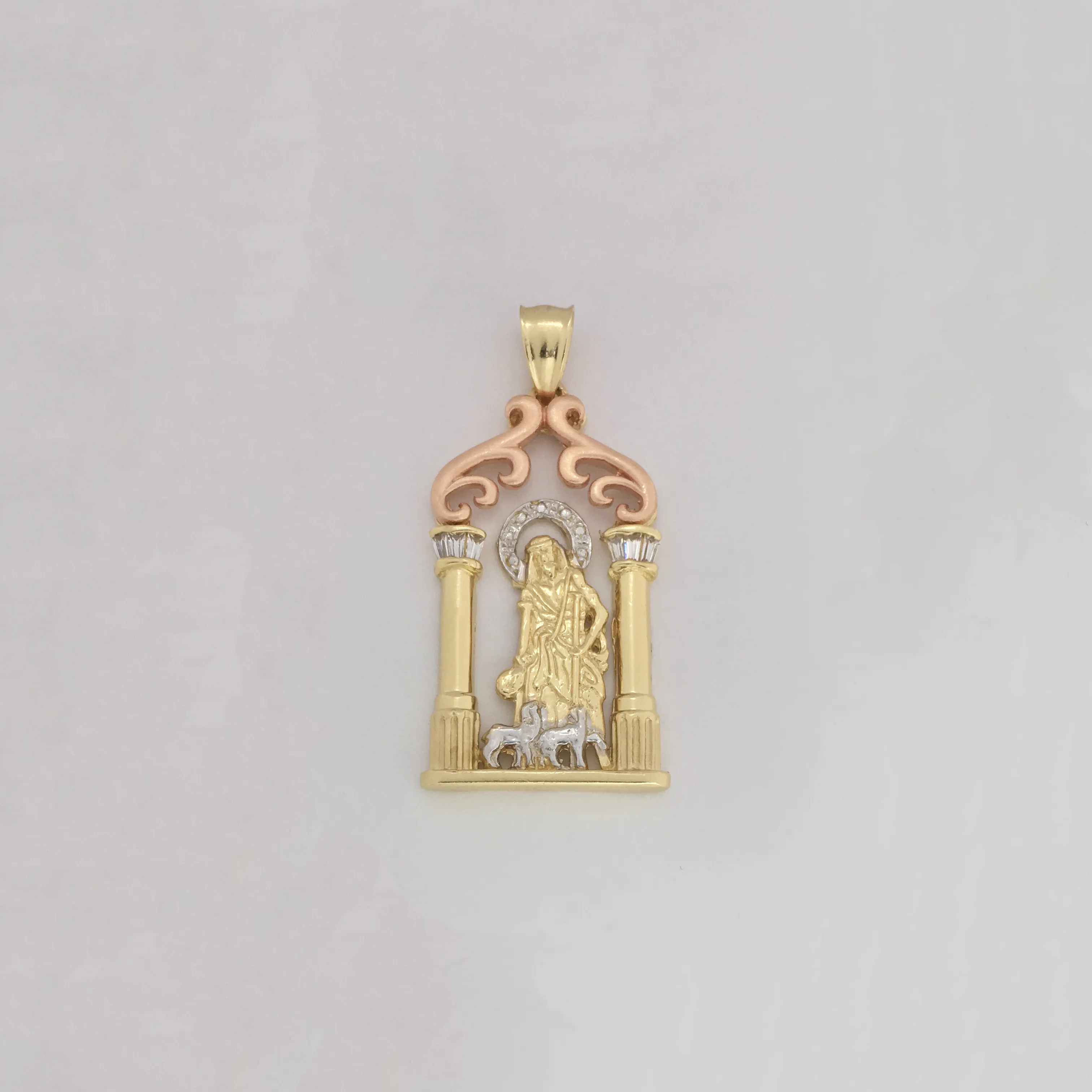 Lazarus Arch CZ Tricolor Solid Pendant (14K)
