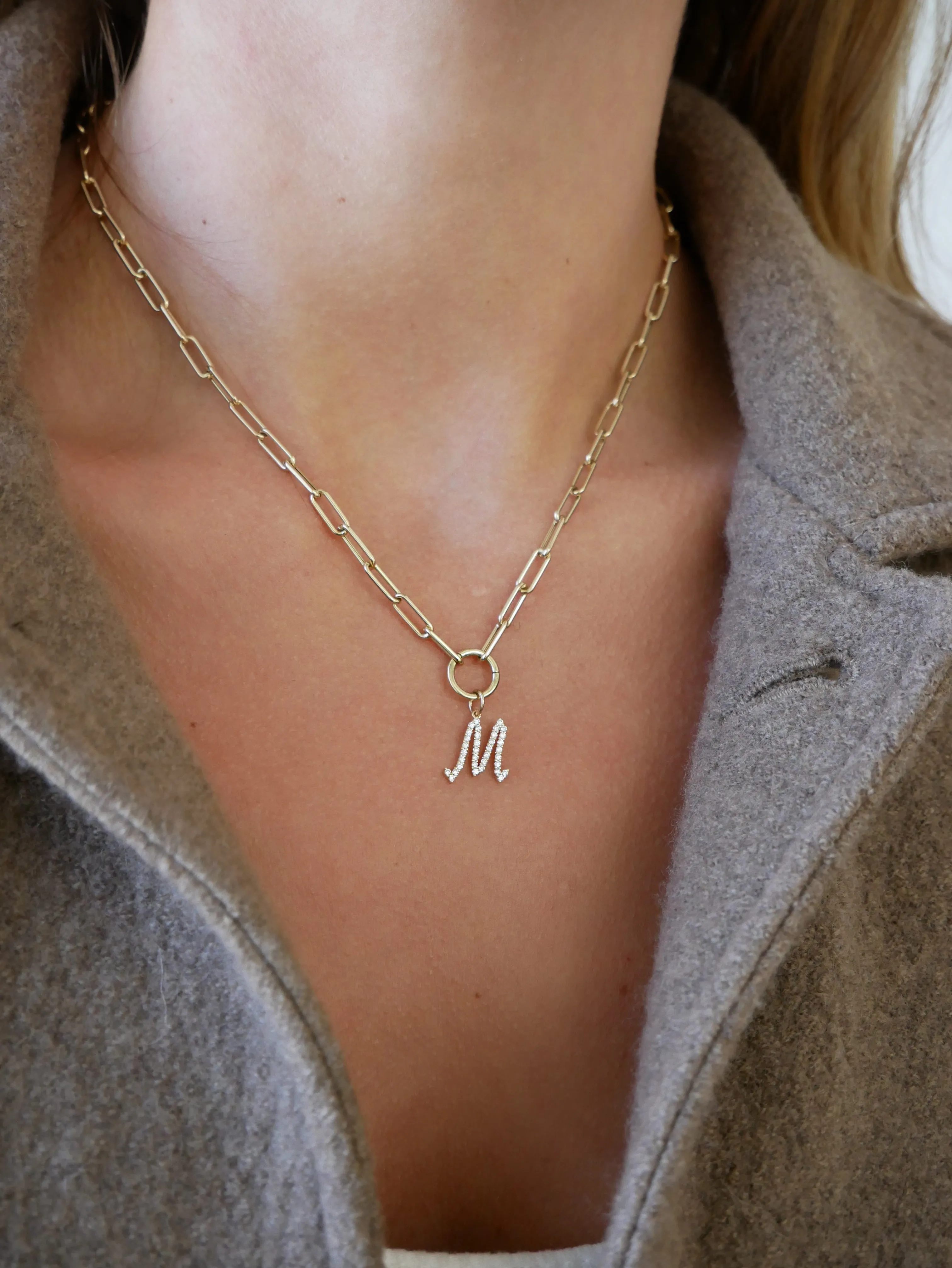 Lola Enhanced Script Initial Chain Necklace