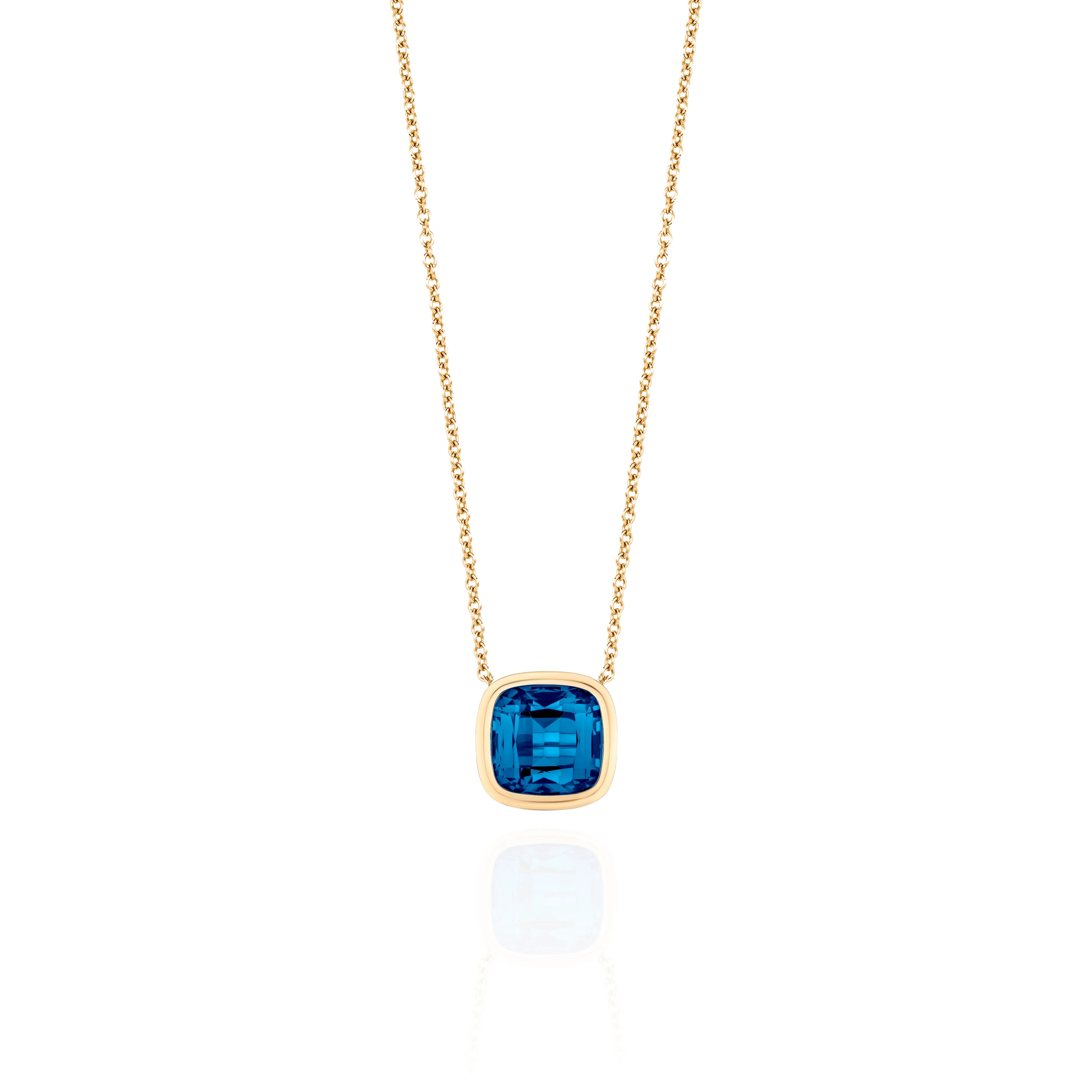 London Blue Topaz Cushion Pendant Necklace