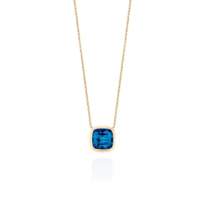 London Blue Topaz Cushion Pendant Necklace