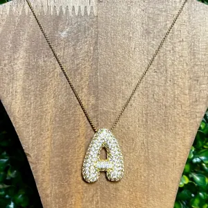 Luxe Gold Initial Necklaces with Rhinestones