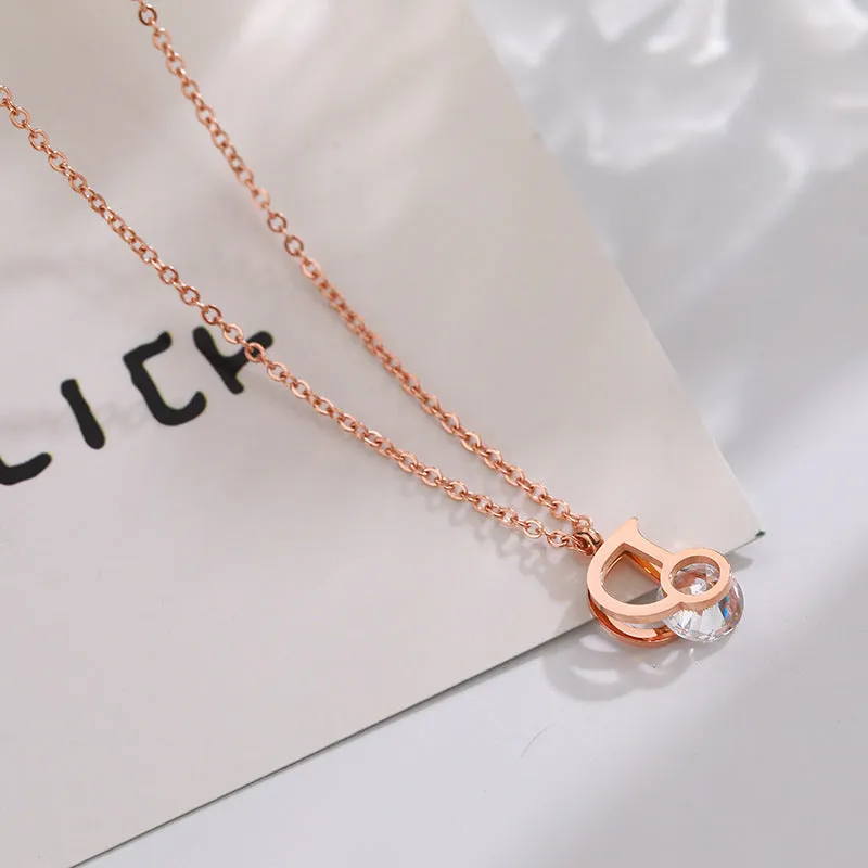 Luxurious Titanium Steel D Letter Necklace Trendy Zircon Pendants in Gold and Silver Colors for Women's Simple yet Elegant Jewelry