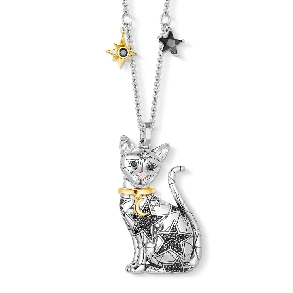 Magic Cat Pendant Necklace with Moon & Stars