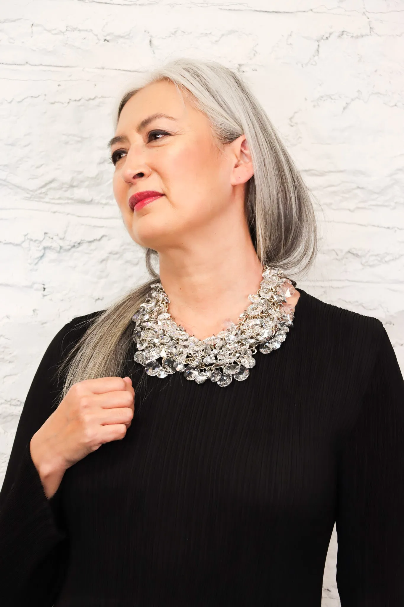 maria calderara Chainmail Crystal Necklace