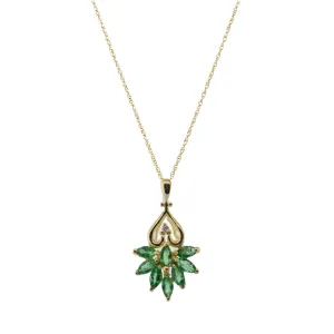 Marquise Emerald and Diamond Pendant Necklace
