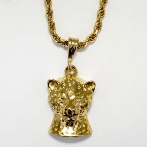 Men's Large Gold Vermeil Leopard Cat Necklace