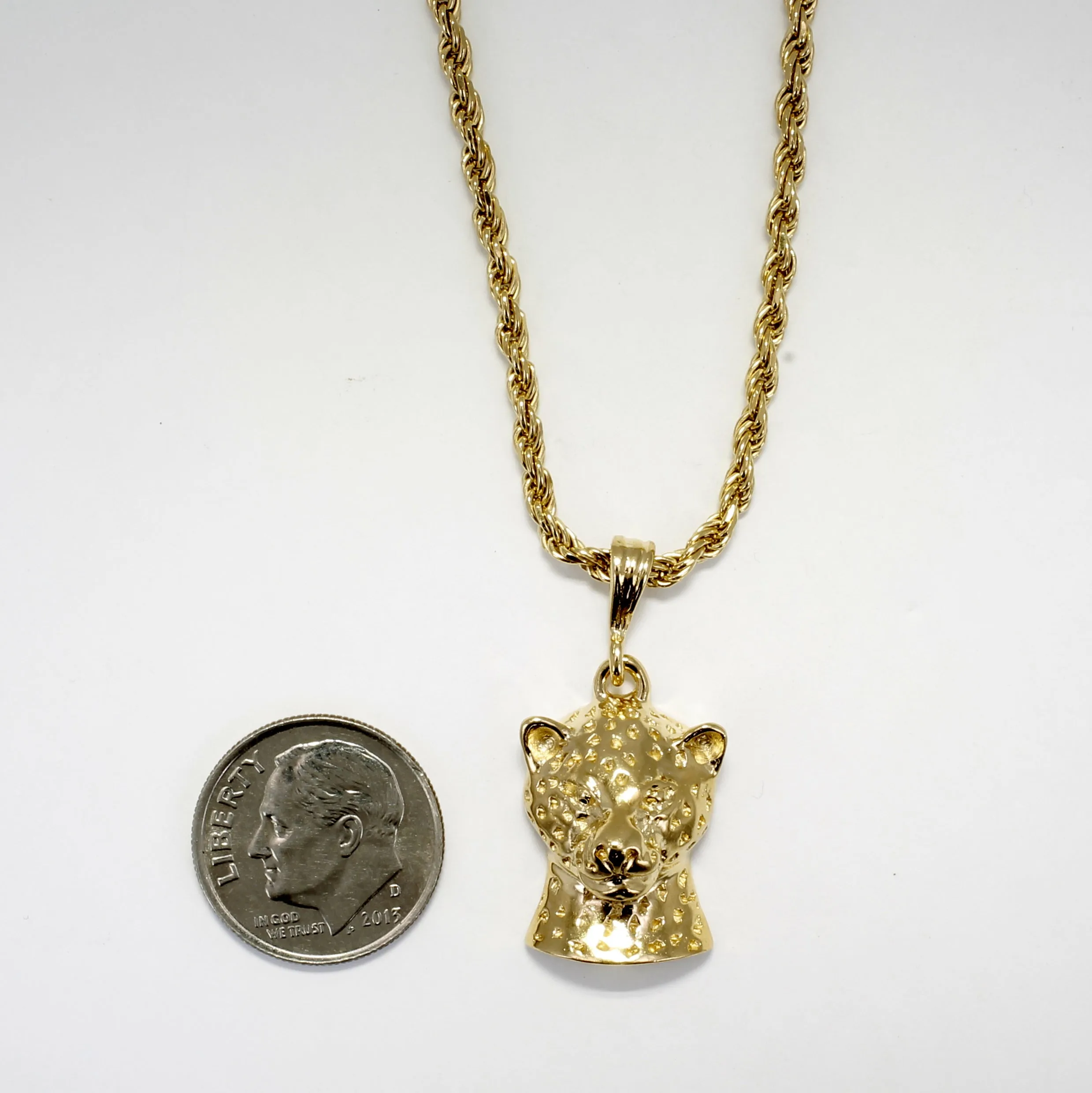 Men's Large Gold Vermeil Leopard Cat Necklace
