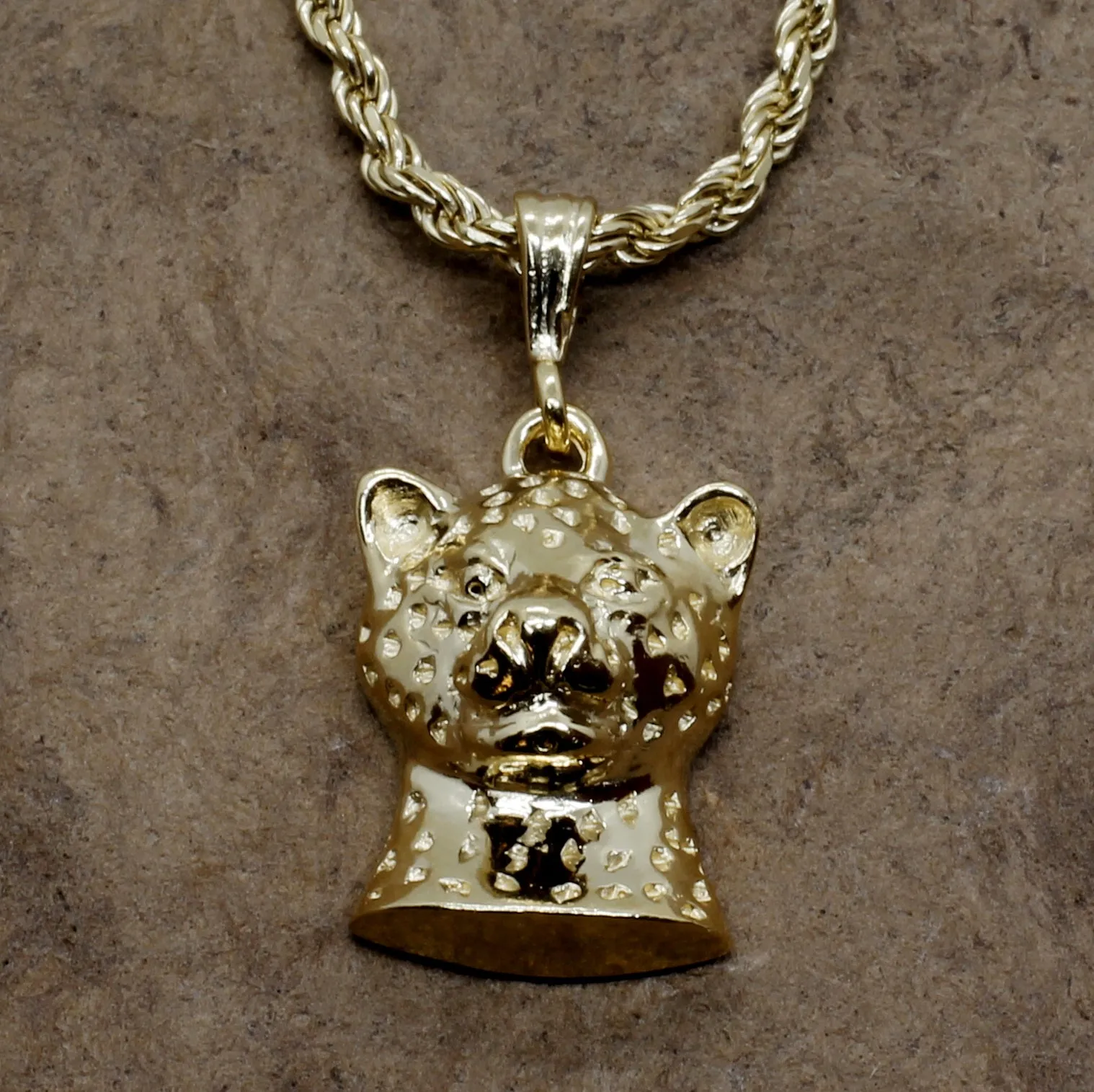 Men's Large Gold Vermeil Leopard Cat Necklace