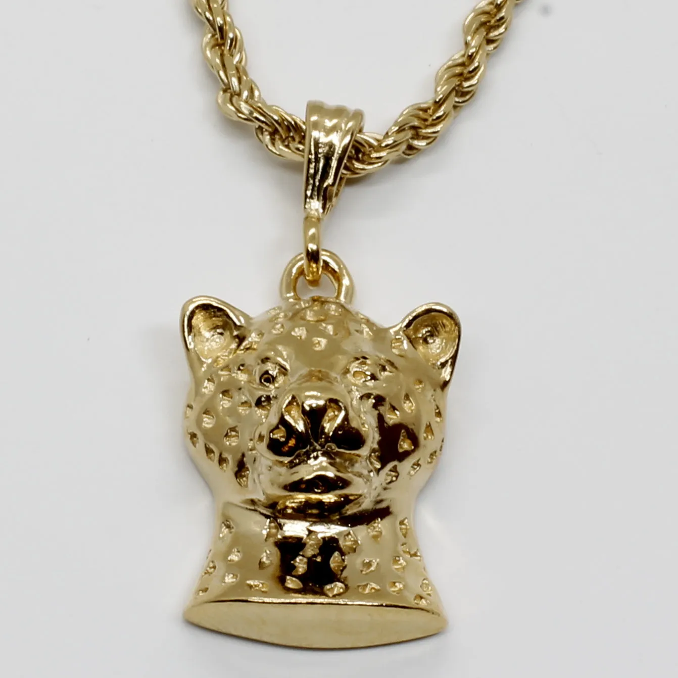 Men's Large Gold Vermeil Leopard Cat Necklace