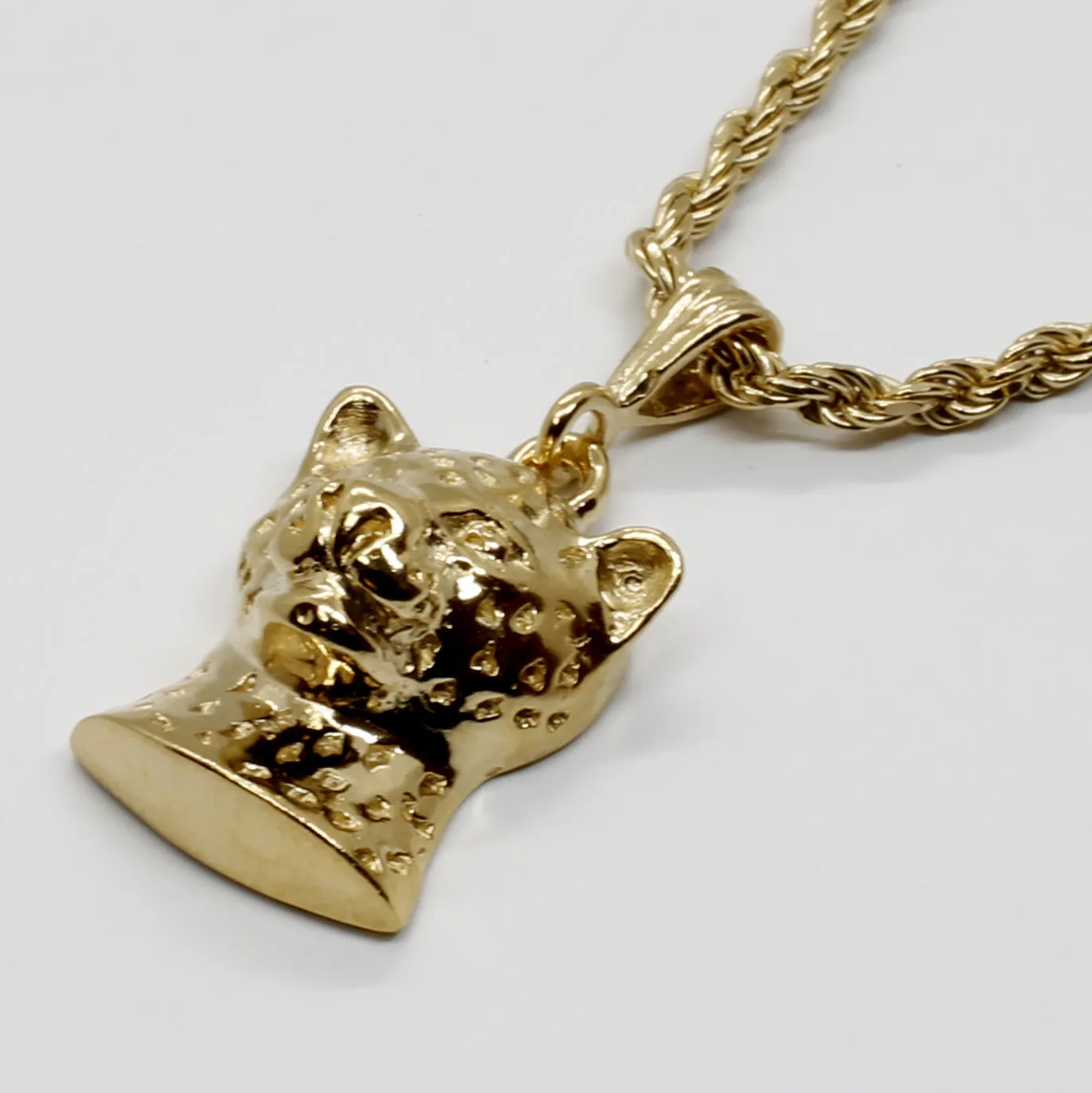 Men's Large Gold Vermeil Leopard Cat Necklace