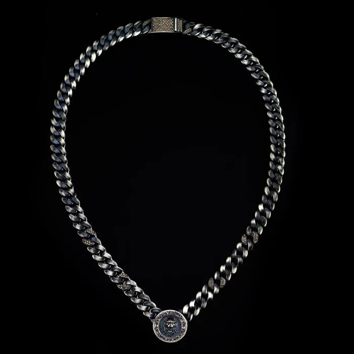 Men’s Sterling Silver Gurmet Lock  Stone Necklace